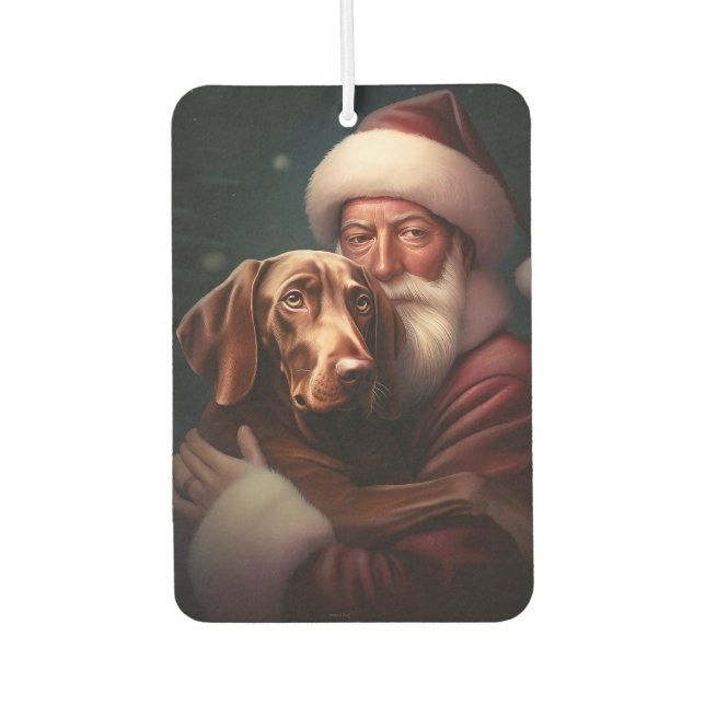 Vizsla With Santa Claus Festive Christmas Air Freshener (Front)