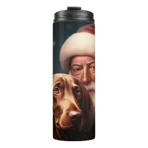 Vizsla With Santa Claus Festive Christmas Thermal Tumbler