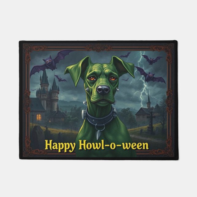Vizslastein Happy  Howl-o-ween Doormat (Front)
