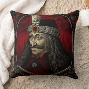 Vlad Dracula Throw Pillow – Dark Vampire Horror