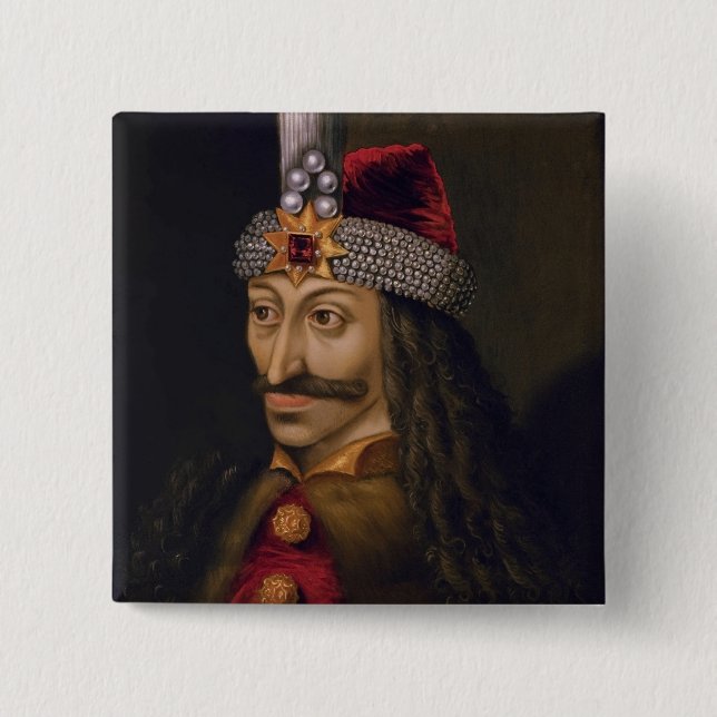 Vlad Tepes Dracula Impaler Voivode of Wallachia 2 Inch Square Button (Front)