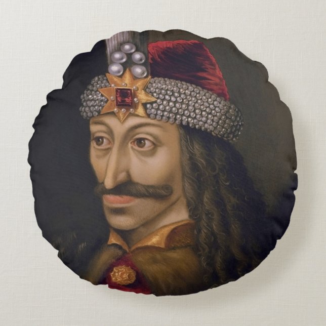 Vlad Tepes: Impaler, Dracula Dragon Prince Voivode Round Pillow (Front)