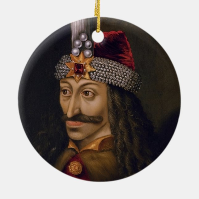 Vlad tepes Impaler Voivode portrait Dracula histor Ceramic Ornament (Back)