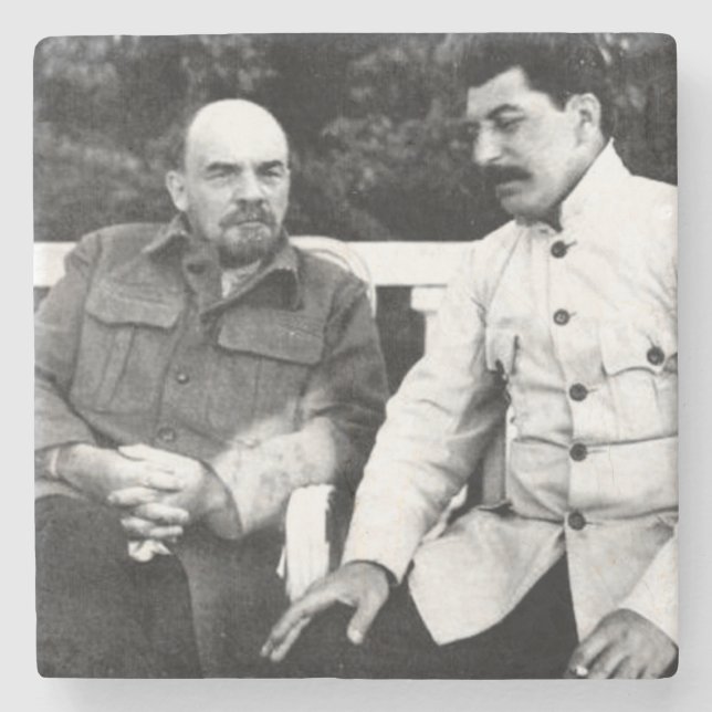 Vladimir Lenin And Joseph Stalin Stone Coaster (Front)