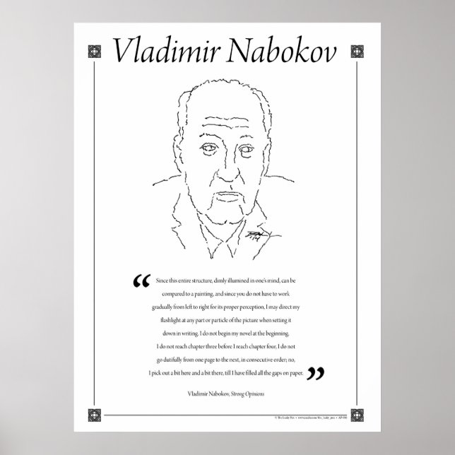 Vladimir Nabokov Writing Quote Poster (Front)