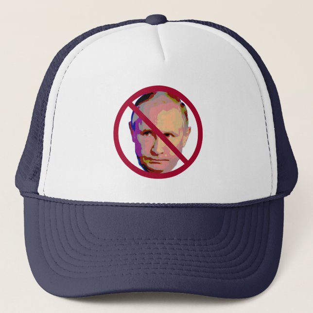 Vladimir Putin Not Allowed Red Circle & Slash Trucker Hat (Front)