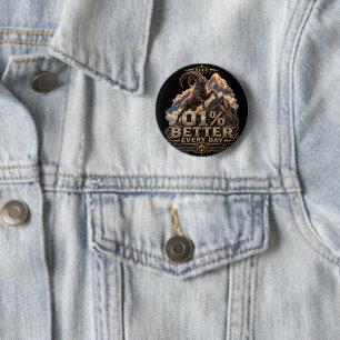 VLLC 1% Better Every Day Mountain Goat Motivation 2 Inch Round Button