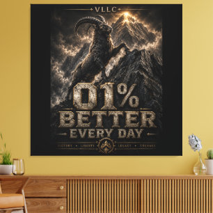 VLLC 1% Better Every Day Mountain Goat Motivation  Canvas Print