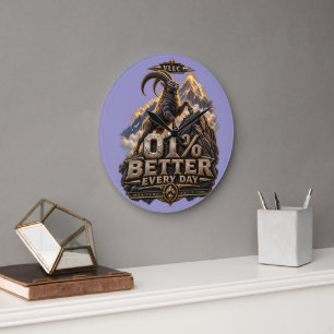 VLLC 1% Better Every Day Mountain Goat Motivation  Large Clock