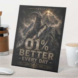 VLLC 1% Better Every Day Mountain Goat Motivation Pedestal Sign
