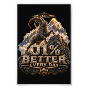 VLLC 1% Better Every Day Mountain Goat Motivation Photo Print