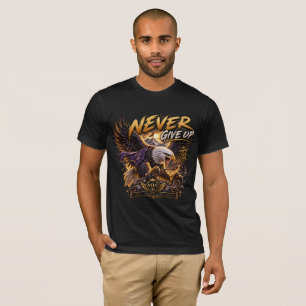 VLLC Never Give Up Patriotic Bald Eagle Wings Wall T-Shirt