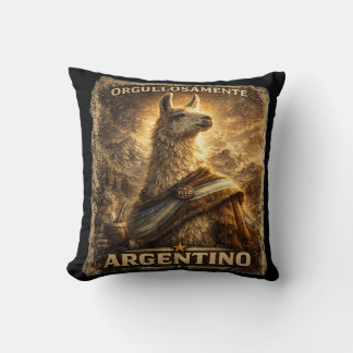 VLLC Proudly Argentine Llama Mate Patriotic Throw Pillow
