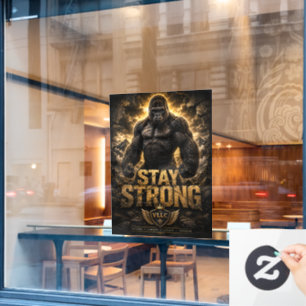 VLLC Stay Strong Bodybuilding Silverback Gorilla G Window Cling