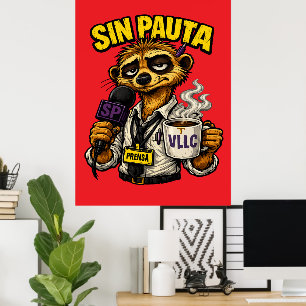 VLLC Tired Journalist Meerkat Press Coffee Mug Poster