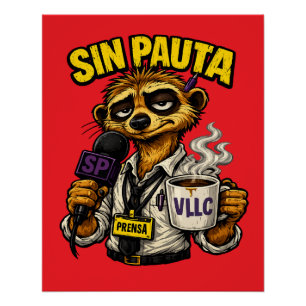 VLLC Tired Journalist Meerkat Press Coffee Mug Poster