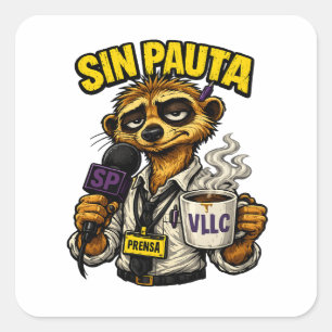 VLLC Tired Journalist Meerkat Press Coffee Mug Square Sticker