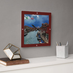 VNT055 VENICE, MURANO, Veneto, Italy, Square Wall Clock