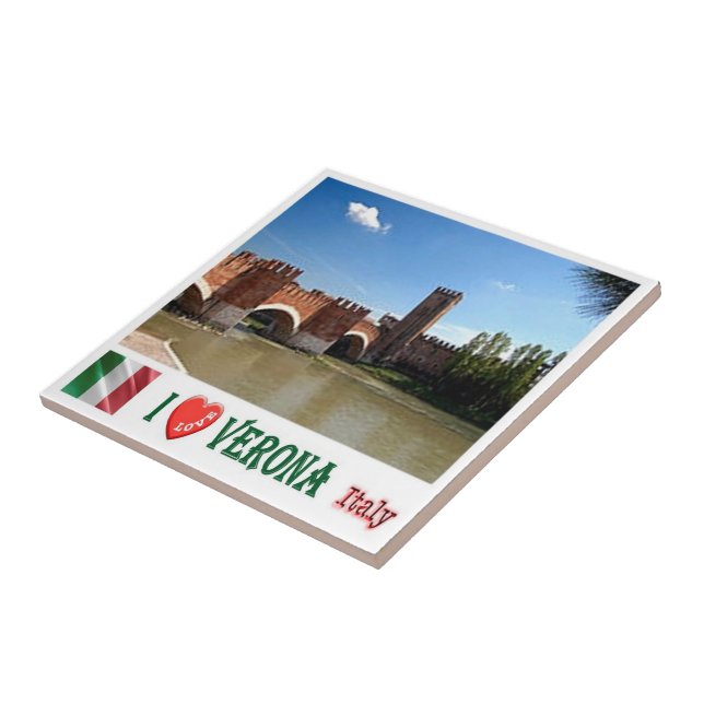 VNT086 VERONA I Love, Bridge of Castel Vecchio, Tile (Side)