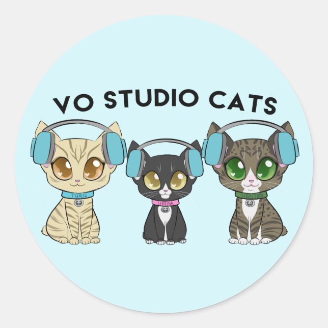 VO Studio Cats Classic Round Sticker (Front)