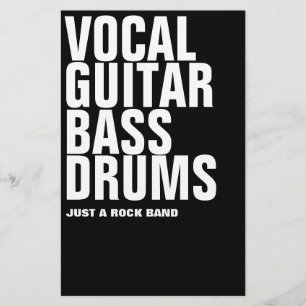 vocal, guitar, bass, drums... rock stationery
