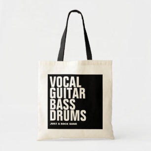 vocal, guitar, bass, drums... rock tote bag