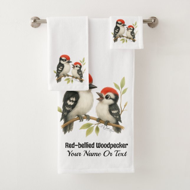 Vocal Red-bellied Woodpecker Bath Towel Set (Insitu)
