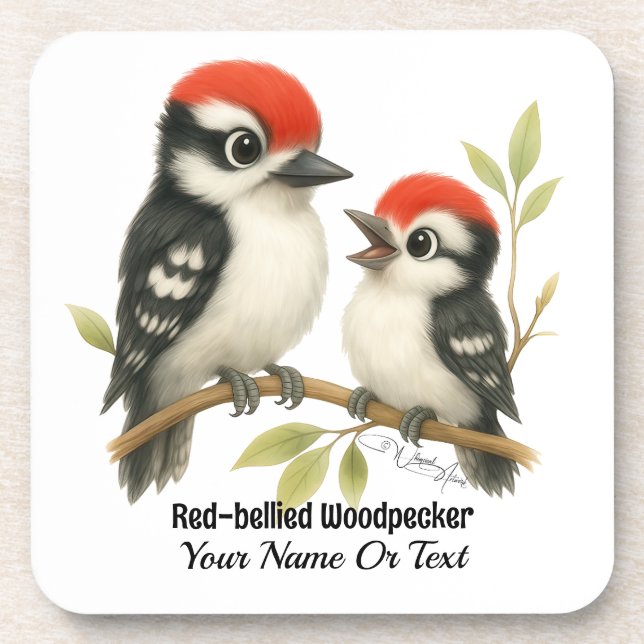 Vocal Red-bellied Woodpecker Coaster (Front)