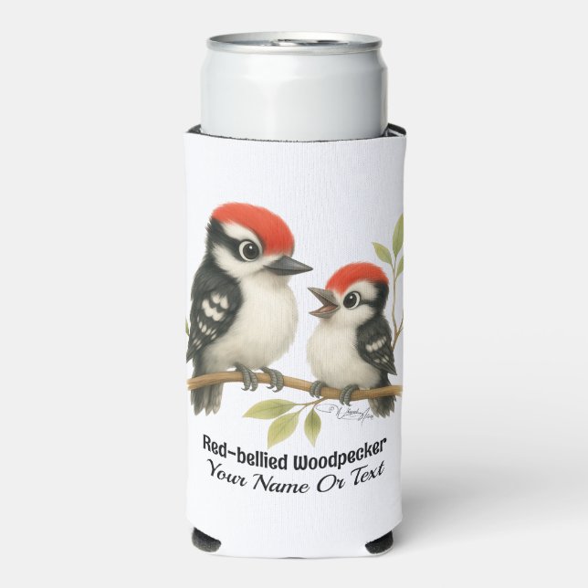 Vocal Red-bellied Woodpecker Seltzer Can Cooler (Seltzer Front)