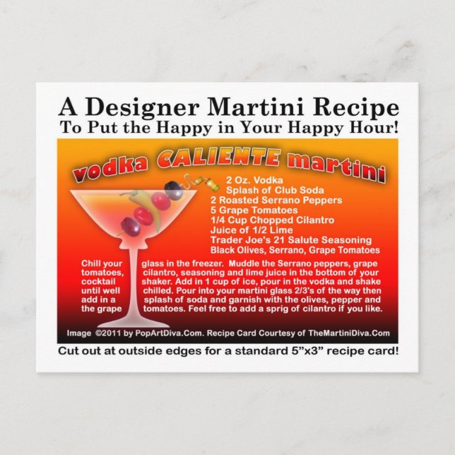 Vodka Caliente Martini Recipe Postcard (Front)