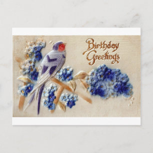 Voeux Anniversaire Fabric Vintage Carte postale Oi