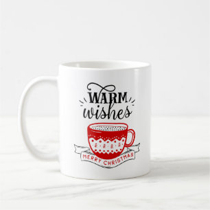 Vœux chaleureux Tasse chaude Café Cocoa Noël Rouge