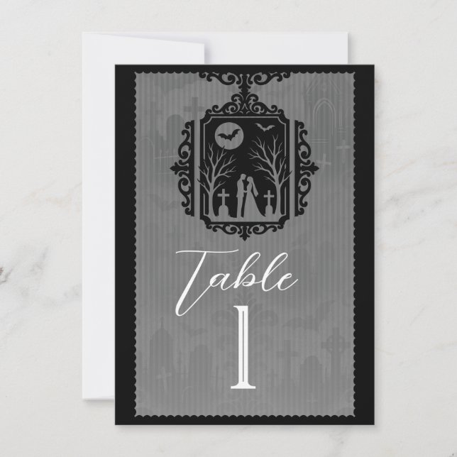Vœux de cimetière Noir & Gris Numéro de table goth (Devant)
