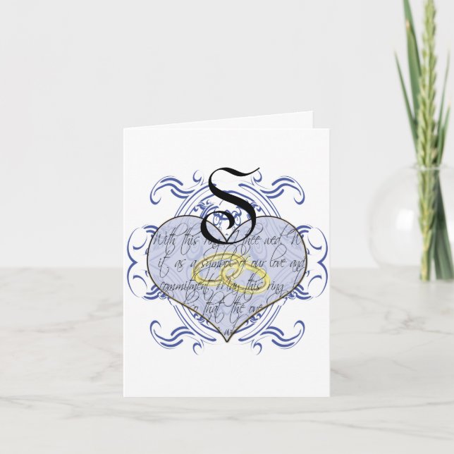 Voeux de mariage Monogram Heart Merci (Devant)
