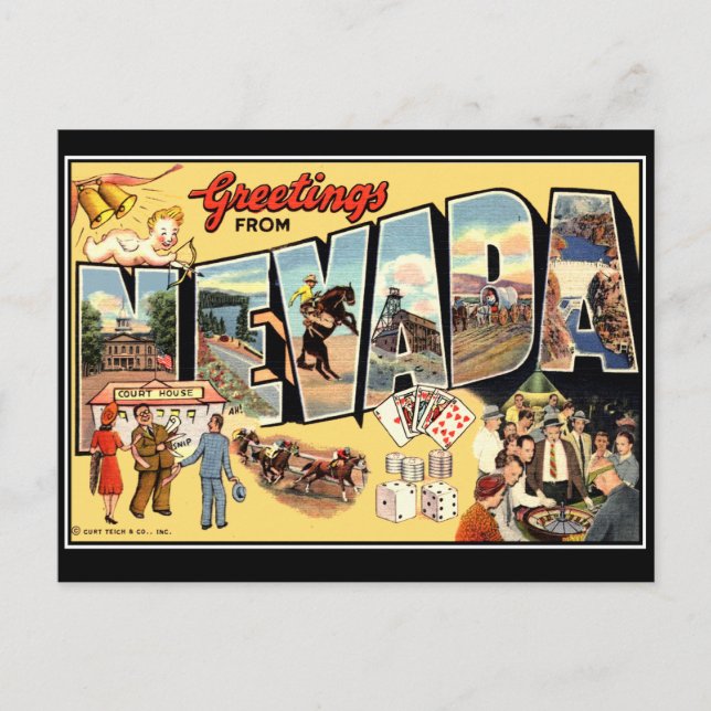 Voeux de Nevada Vintage Carte postale (Devant)