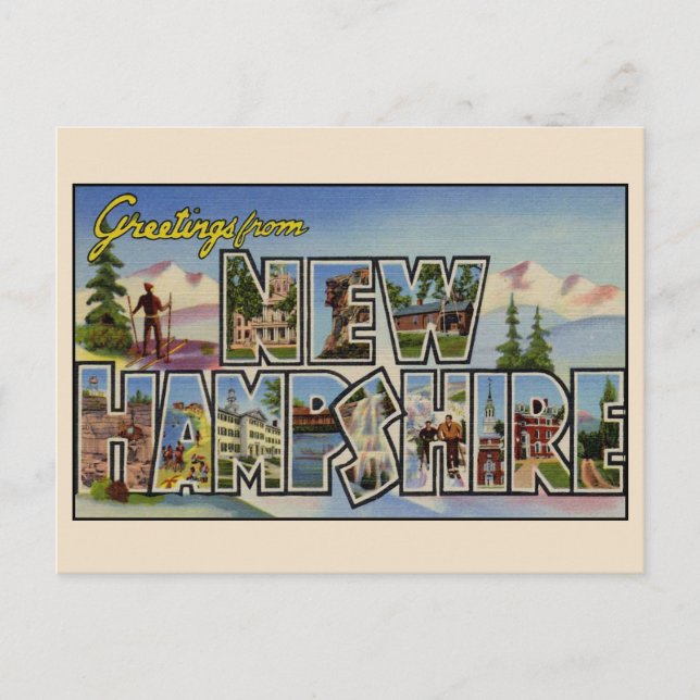 Voeux de New Hampshire Grande Lettre Carte postale (Devant)