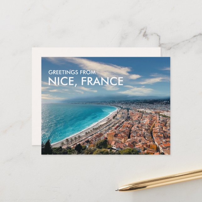 Voeux de Nice France Carte postale (Devant/Arrière en situation)