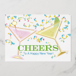 Vœux de Nouvel An Cartes de cocktails accentués de