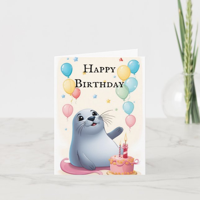 Voeux de phoque joyeux : Carte d'anniversaire (Devant)