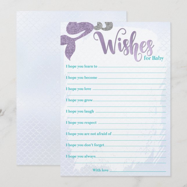 Voeux de sirène pour cartes pour bébés (Devant / Derrière)