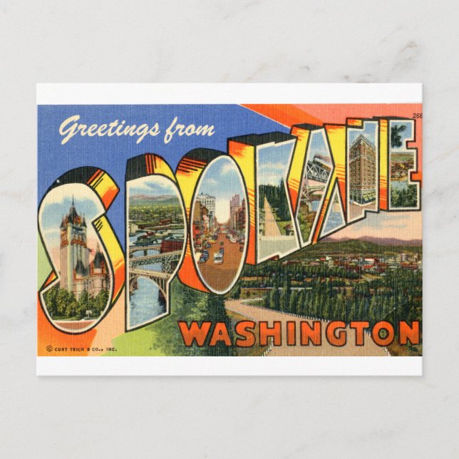Voeux de Spokane Vintate Carte Postale (Devant)