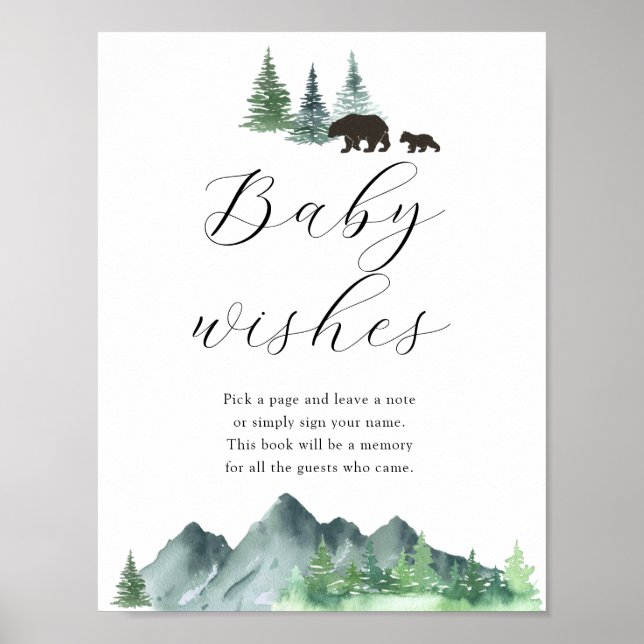 Vœux doux de bébé Livre d'or pour Baby Shower Sign (Devant)