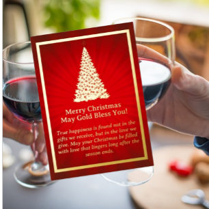 Vœux En Aluminium Carte à puce Arbre de Noël doré