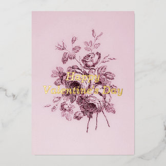 Vœux En Aluminium Carte de la Saint-Valentin Rose Vintage