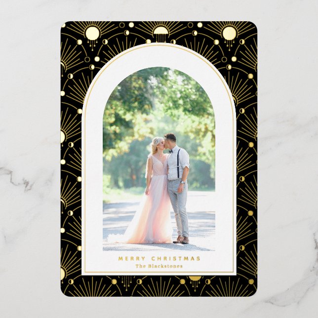 Vœux En Aluminium Carte de Noël Art déco Vintage céleste (Recto)