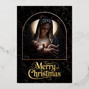 Vœux En Aluminium Carte de Noël « Bercé dans la lumière divine » ave