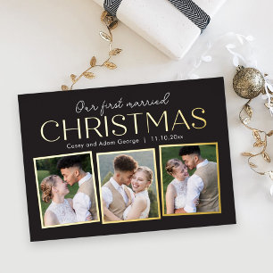 Vœux En Aluminium Carte de Noël Collage VRAI FEUILLE D'OR Fête Photo