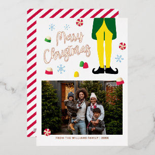 Vœux En Aluminium Carte de Noël Elf avec photo