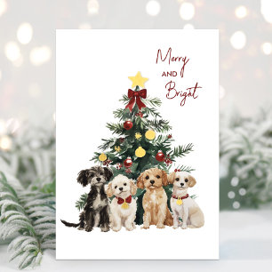 Vœux En Aluminium Carte de Noël Foil Merry & Bright Dogs