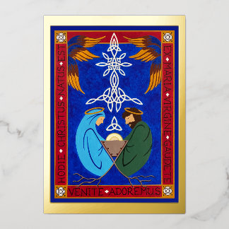 Vœux En Aluminium Carte de Noël Médiévale de la Nativité (Accents de